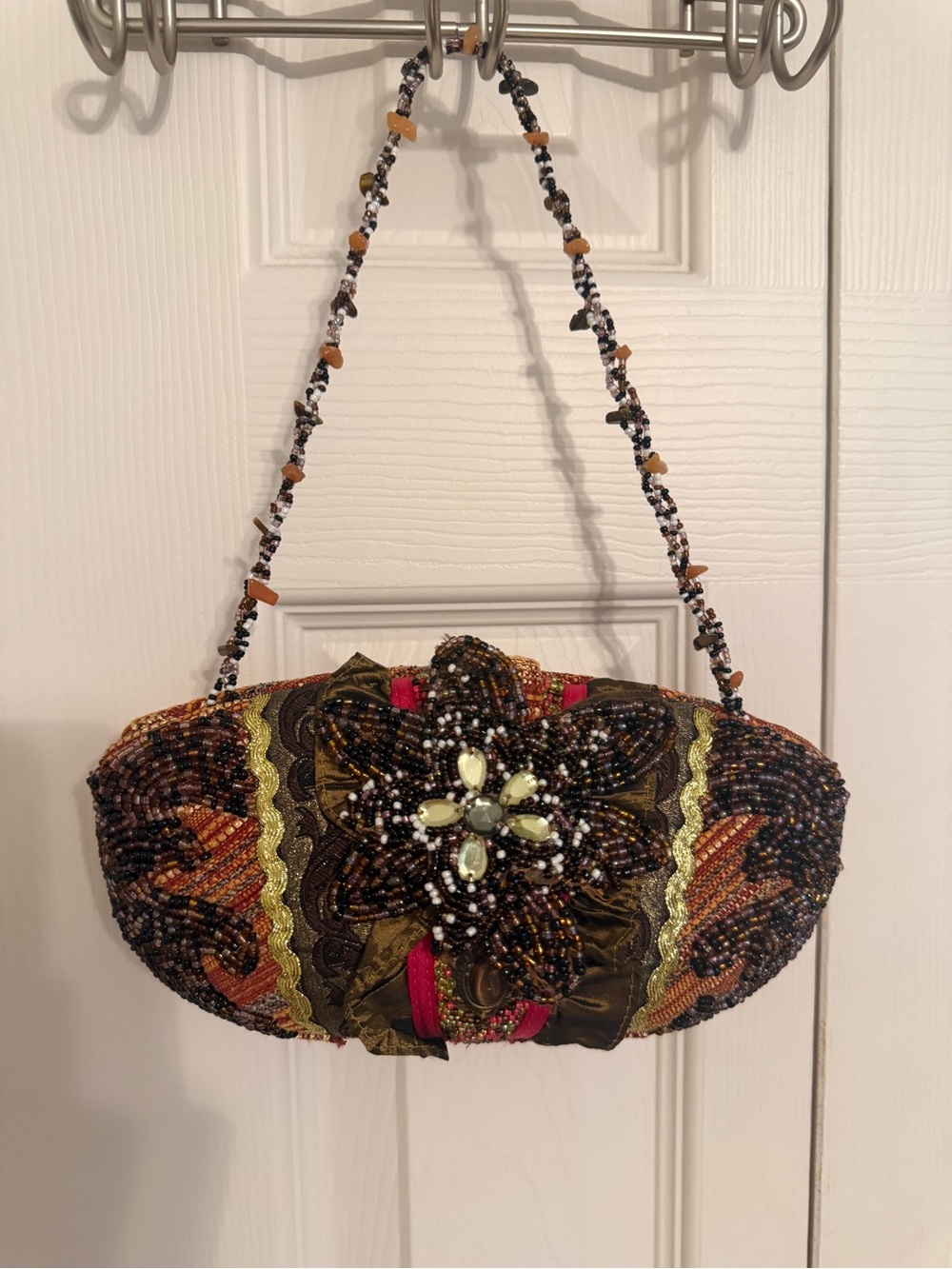 Pritzi Beaded Floral Shoulder Bag Boho Y2K Embellished Purse